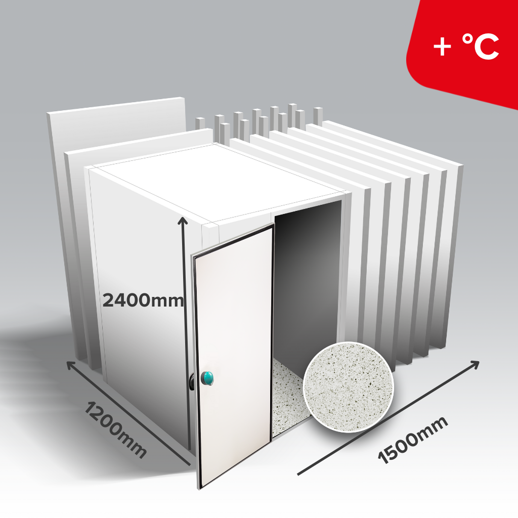 Minibox 1200x1500mm – Positief - Met Vloer, Uitwendige hoogte: 2400mm, ME – Scharnieren links