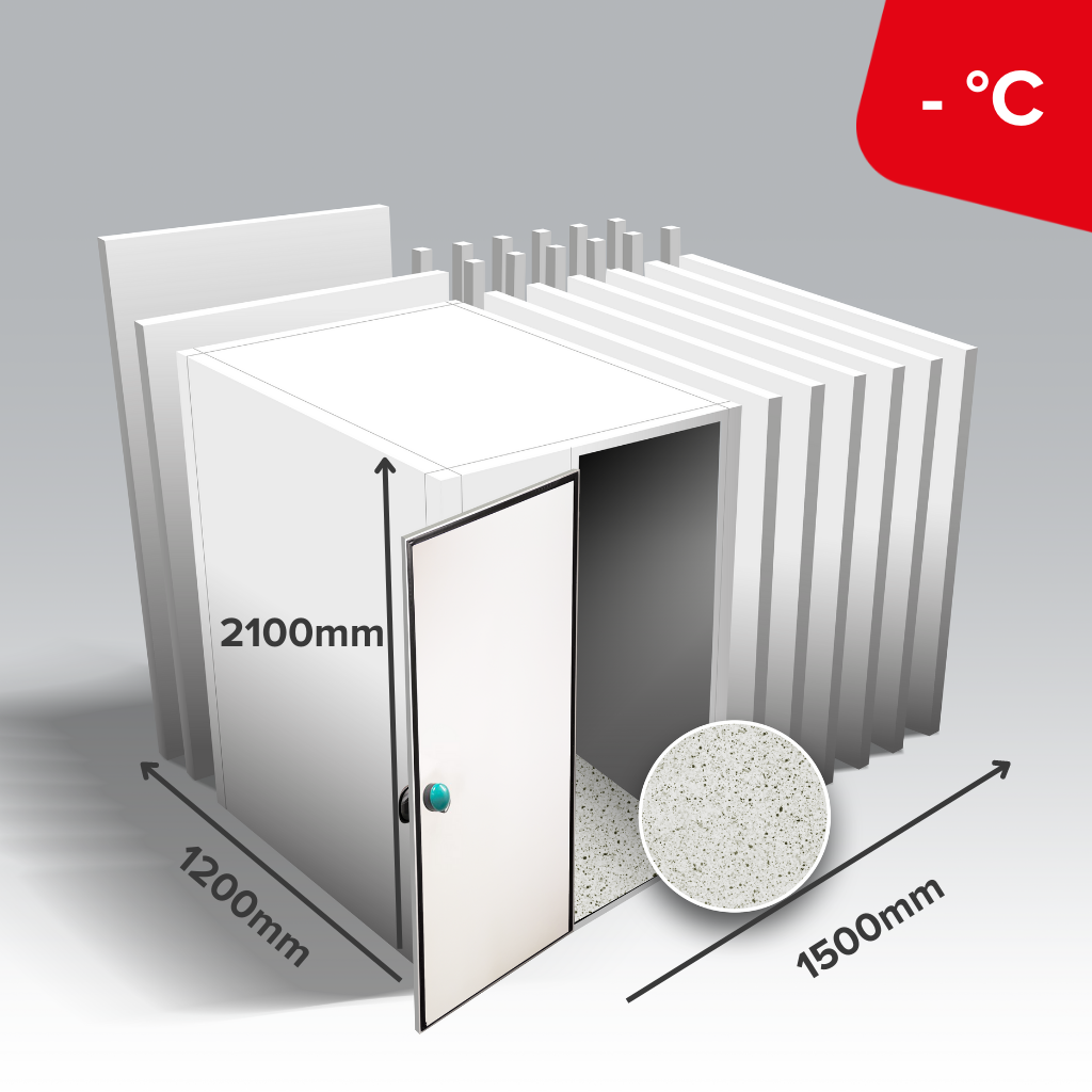 Minibox 1200x1500mm – Negative - Mit Bodenpaneele, Außenhöhe: 2100mm, ME - Scharniere links