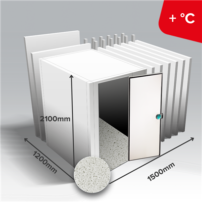 Minibox Kühlraum - 1200Bx1500Lx2100mmH - mit Boden - ME Scharniere rechts