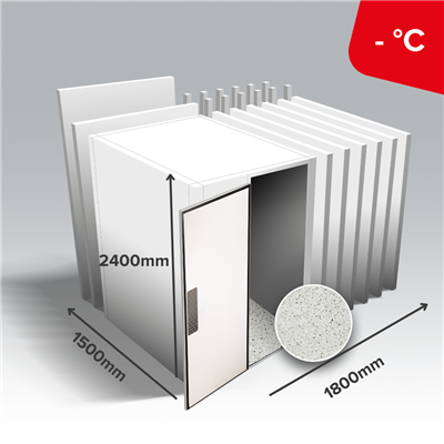 Minibox  Tîefkühlraum -  1500Bx1800Lx2400mmH - mit Boden - OME umkehrbar
