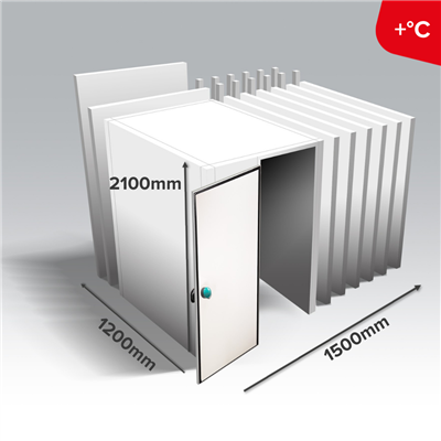 Minibox Kühlraum - 1200Bx1500Lx2100mmH - ohne Boden - ME Scharniere links