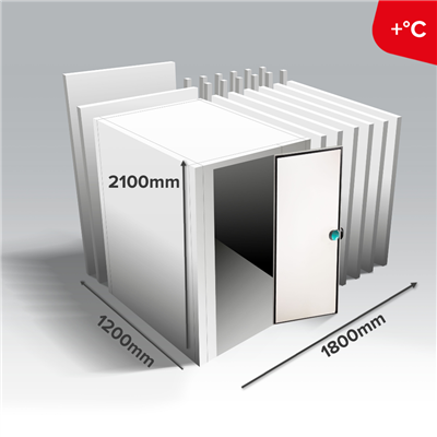 Minibox 1200x1800mm – Positive - Ohne Bodenpaneele, Außenhöhe: 2100mm, ME - Scharniere rechts