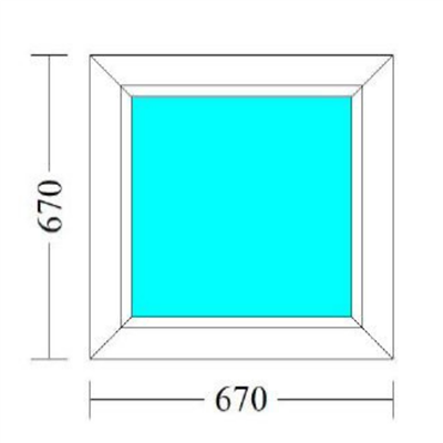 PVC window fixed 600x600mmH - White - wall thickness: 80mm - Super insulating double glass