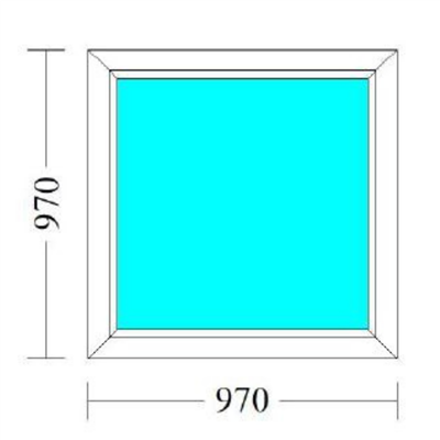 PVC window fixed 900x900mmH - White - wall thickness: 80mm - Super insulating double glass