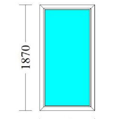 PVC window fixed 900x1800mmH - White - wall thickness: 80mm - Super insulating double glass