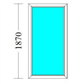 PVC raam vast 900x1800mmH - Wit - wanddikte: 80mm - Superisolerend Glas